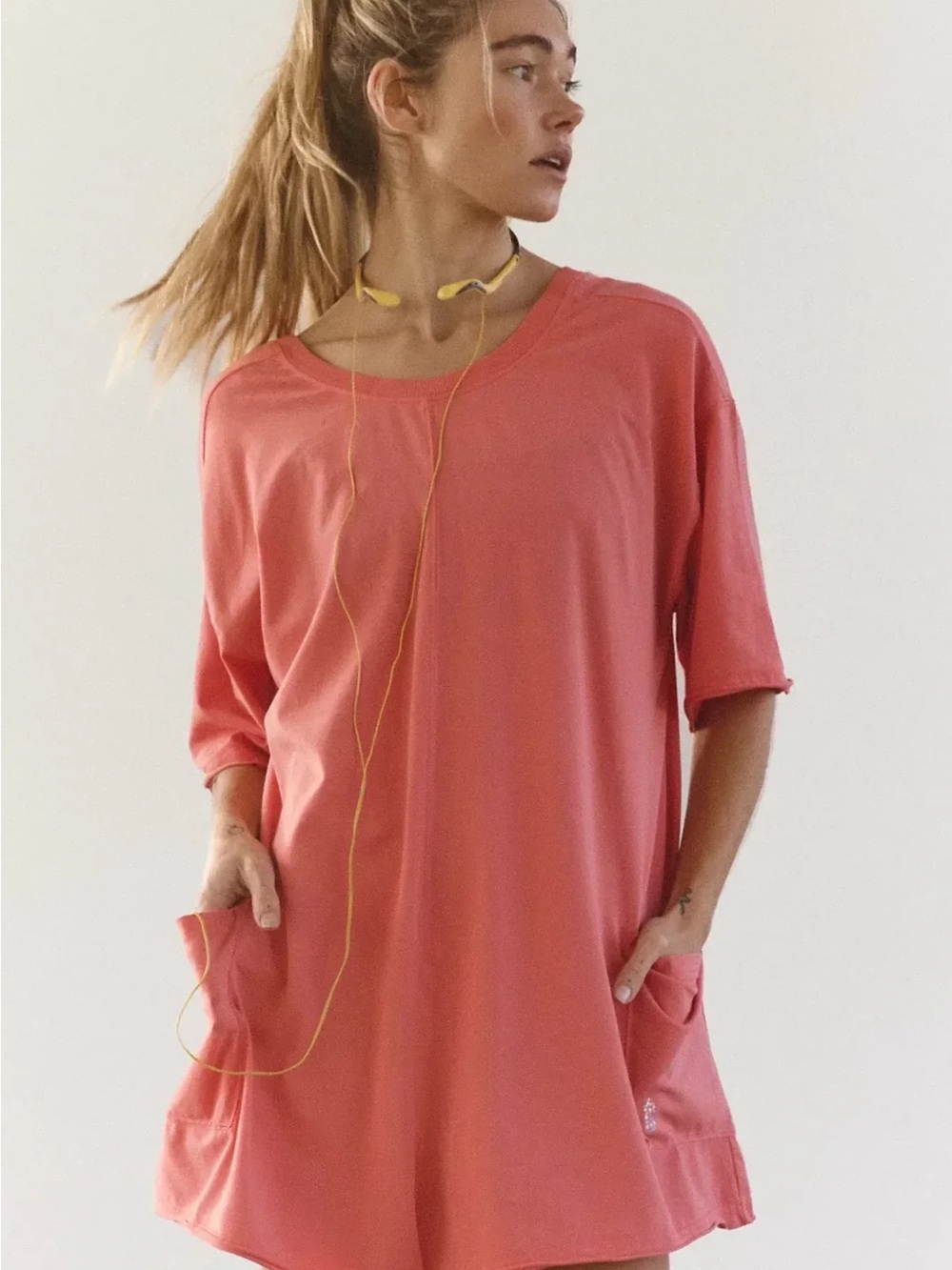 Free People Hot Shot Tee Romper โ Hibiscus ๐บ